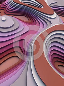 Abstract colored paper cut art background design for website template. Topography map concept. 3d rendering