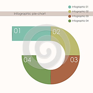 Abstract colored pie-chart with shadow.