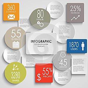 Abstract colored round rectangle info graphic elem