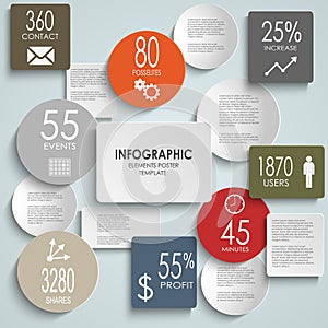 Abstract colored round rectangle info graphic temp