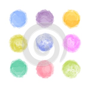 Abstract colored watercolor painted vector stylization stains set