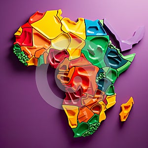 abstract colorful African continent map illustration is a vibrant and artistic representation of cartography