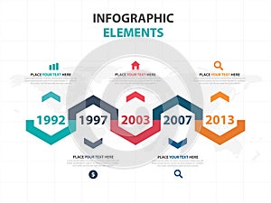 Abstract colorful arrow business timeline Infographics elements, presentation template flat design vector illustration for web