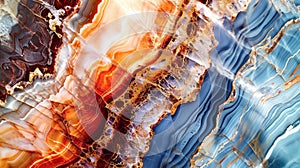 Abstract colorful background, agate texture close-up, detailed multicolored texture of natural marble stone