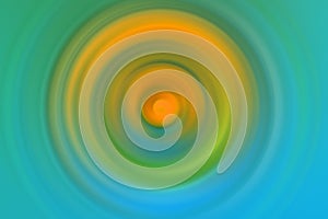 Abstract colorful background with circles shape in light blue, green and  yellow gradation colors. Digital effect rotation motion