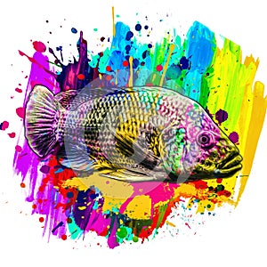 Abstract colorful background with fish in the aquarium