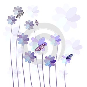 Abstract colorful background with flowers and butterfly