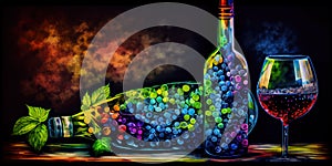 Abstract and colorful background of grapes and wine.