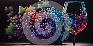 Abstract and colorful background of grapes and wine.