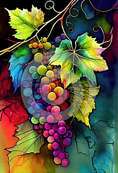 Abstract and colorful background of grapes and wine.