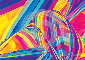 Abstract colorful background with multicolor curved stripes. Vector graphics