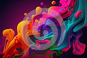 Abstract colorful background. Oil and water drops. Rainbow blurred texture. 3d render illustration