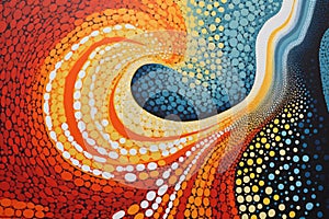 abstract colorful background with a pattern of circles in the shape of a heart, An abstract form captured in a pointillism style,