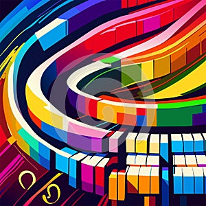 abstract colorful background with stripes and lines. 3d illustration. AI generated