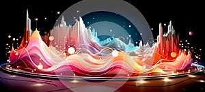 abstract colorful background with wave lines and lights, in style vector illustration