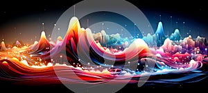 abstract colorful background with wave lines and lights, in style vector illustration