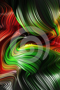Abstract colorful background, wavy liquid with stripes. Curved splashes. 3d illustration.
