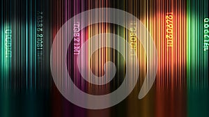 Abstract colorful barcode pattern with glowing digital data