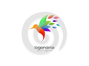 abstract colorful bird logo design template