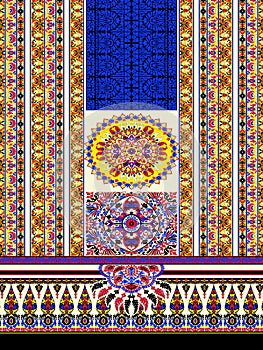 Abstract colorful block print pattern