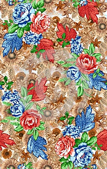 Abstract colorful block print pattern