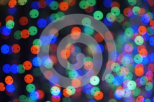 Abstract colorful bokeh blur circle background. Frame colors: black, green, blue