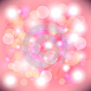Abstract colorful bokeh light background in pink color tone for
