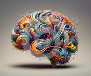 Abstract Colorful Brain Illustration - Creative Mind and AI Concept Art