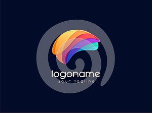 abstract colorful brain logo design template