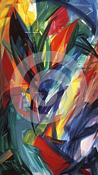 Abstract colorful brush strokes painting