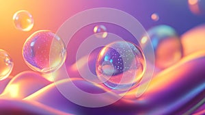 Abstract Colorful Bubbles On Liquid Surface