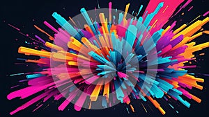 Abstract Colorful Bursting Shapes on Dark Background