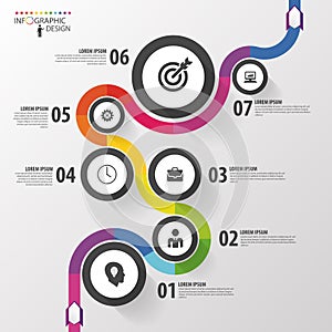 Abstract colorful business path. Timeline infographic template. Vector