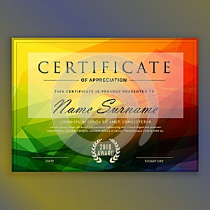 Abstract colorful certificate design template