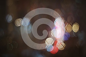 Abstract Colorful circle blurry light from street light for background