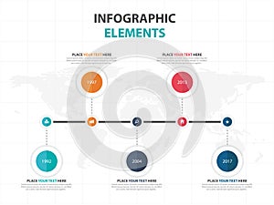 Abstract colorful circle business timeline Infographics elements, presentation template flat design vector illustration for web