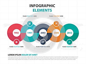 Abstract colorful circle business timeline Infographics elements, presentation template flat design vector illustration for web