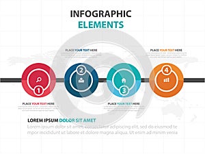 Abstract colorful circle business timeline Infographics elements, presentation template flat design vector illustration for web