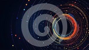Abstract colorful circular dot lines on dark blue background ...