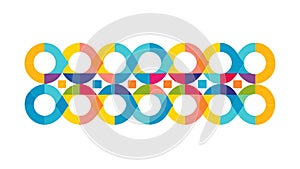 Abstract Colorful Circular Interlocking Rings Pattern Design, vector design Generative AI