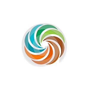 abstract colorful circular sun logo. Round shape rainbow logotype.