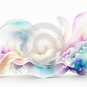 Abstract colorful cloud shape on white background with copy space. 3d rendering Generative AI Generative AI