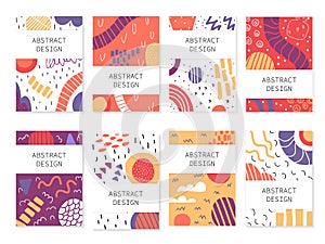 Abstract colorful collage backgrounds set.