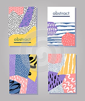 Abstract colorful collage backgrounds set.