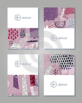 Abstract colorful collage backgrounds set.