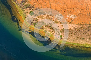 Abstract colorful Colorado river sand banks, natural texture and background