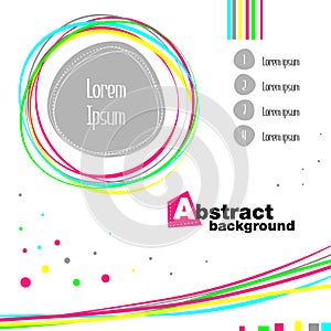 Abstract colorful concept. Vector isolated round frame, vawe, information text.