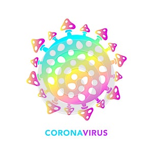 Abstract colorful coronavirus bacteria cell icon, COVID -19 from fly agaric mushrooms on a white background. Worldwide pandemic co