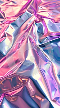 Abstract Colorful Crumpled Foil Texture in Vibrant Pink and Blue Hues