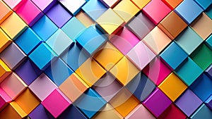 Abstract colorful cube pattern, 3D render background, geometric design